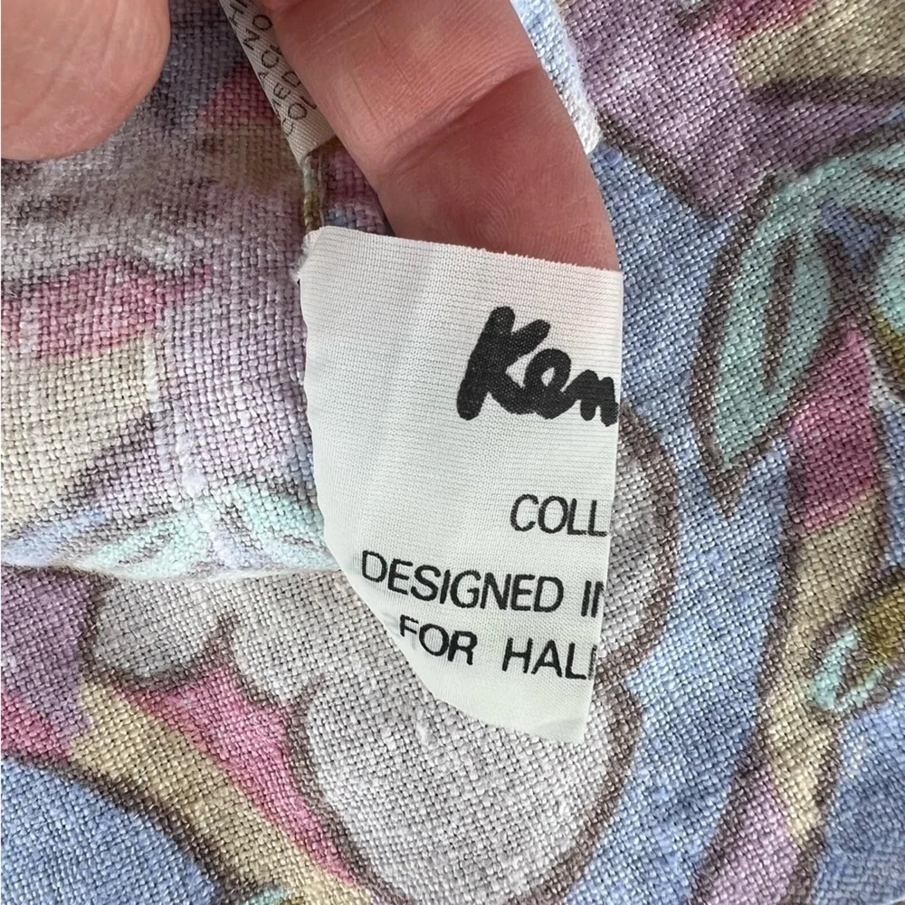 Vintage Ken Done Happy Koala Print Pure Linen Tea Towel Pastel Blue Pink 17 x 29